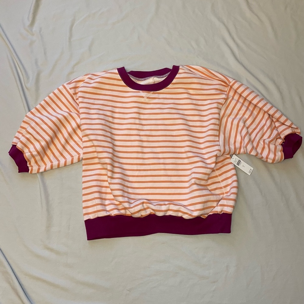 Anthologies Pilcro Size-L Orange and Purple Striped Top